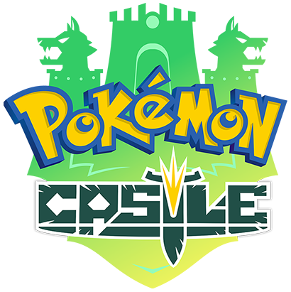 A stylized logo of two wolf heads and a castle wall, with the title 'Pokémon Castle.'